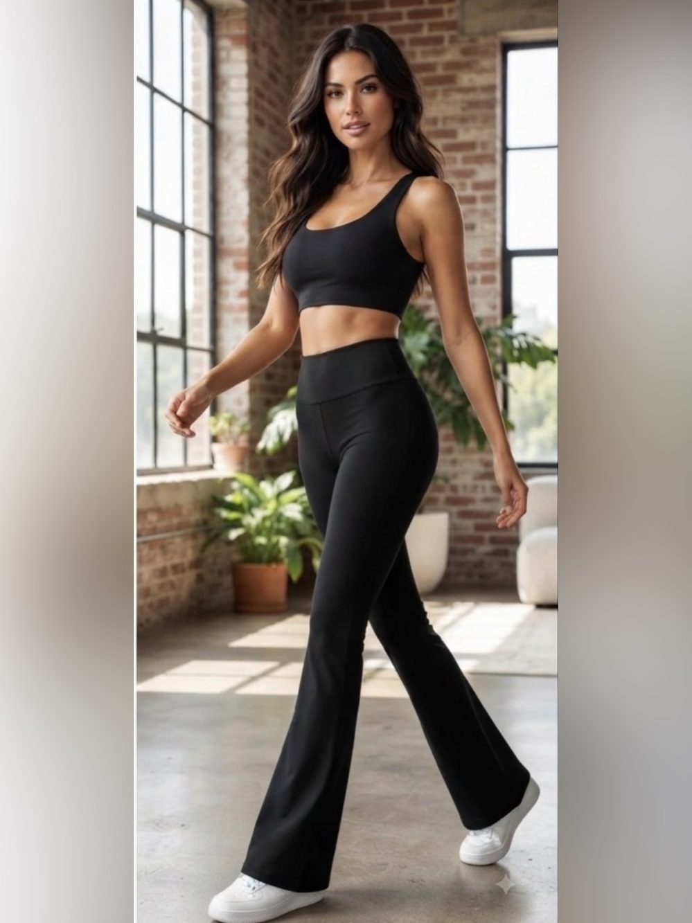 High-Rise Black Flare Leggings — Sleek Workout & Everyday Wear